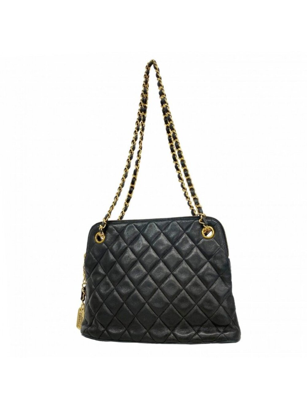 Chanel Shoulder Bag Quilted Lambskin Black Gold